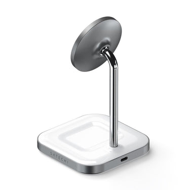 satechi magnetic 2-in-1 wireless charging stand (space grey)